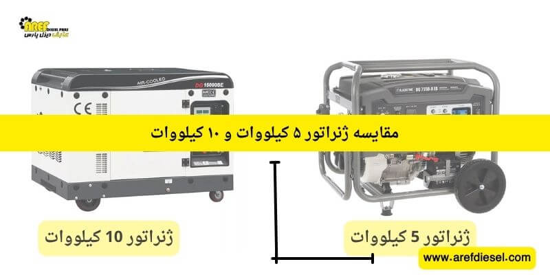 مقایسه ژنراتور ۵ کیلووات و ۱۰ کیلووات